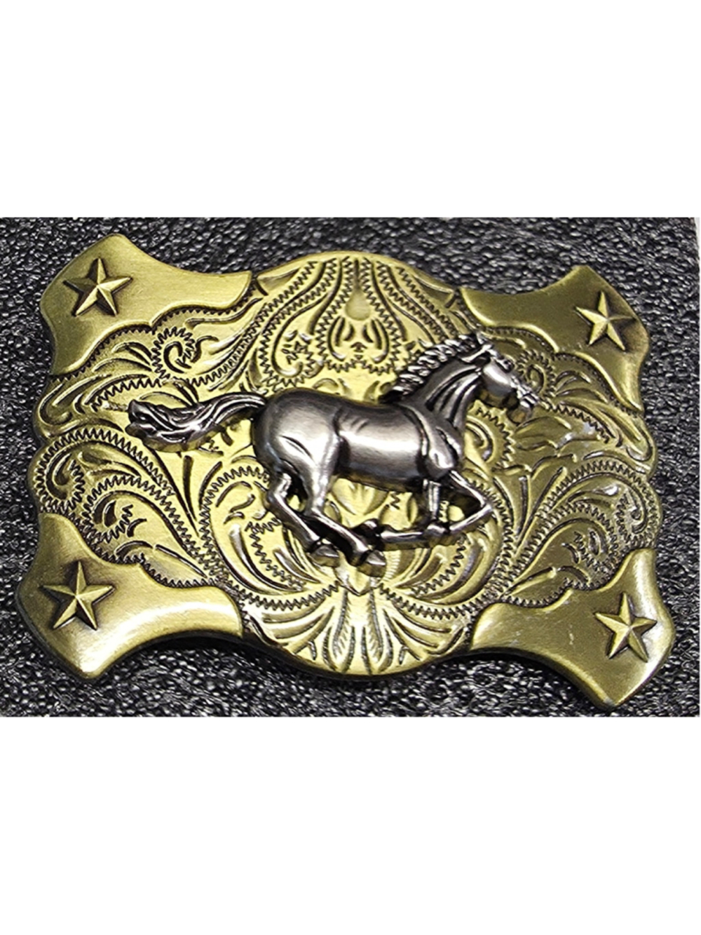 New Western Horse Belt Buckle Bronze Brass Gold Silver Tones Cowboy Rodeo Ranch